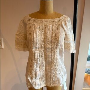 Vintage TORI BURCH Elegant Cream Lace Women's Top